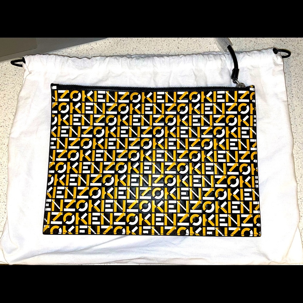 KENZO Repeat Large Monogram Leather Clutch